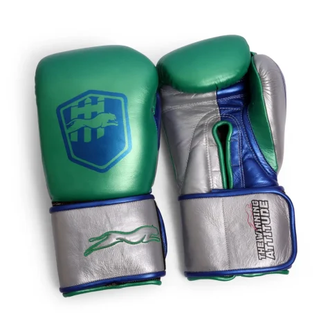 Harrier Pro Boxing Gloves | Green & Silver