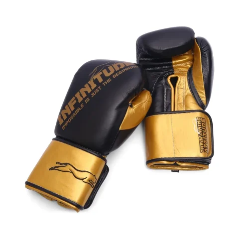 Harrier Pro Boxing Gloves | Black & Gold