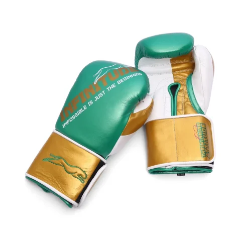 Harrier Pro Boxing Gloves | Green & Gold