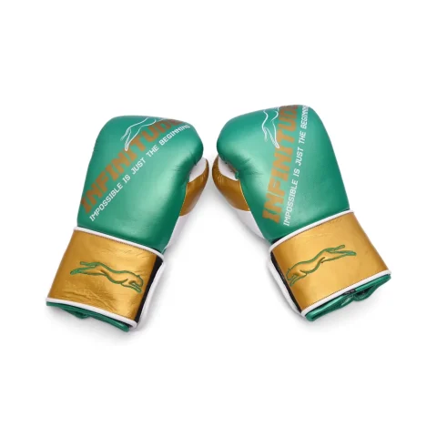 Harrier Pro Boxing Gloves | Green & Gold