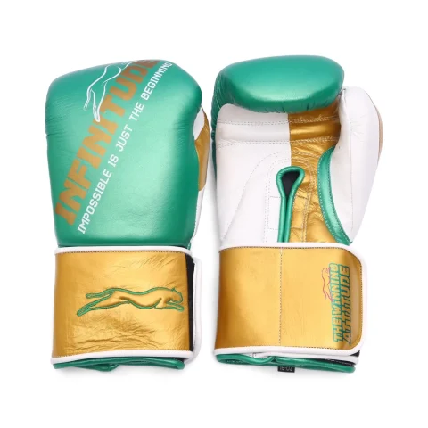 Harrier Pro Boxing Gloves | Green & Gold