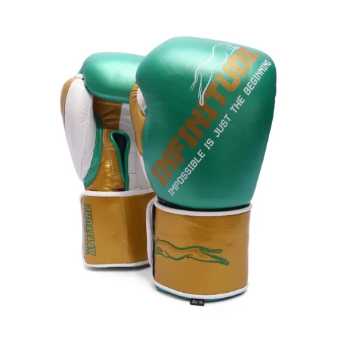 Harrier Pro Boxing Gloves | Green & Gold