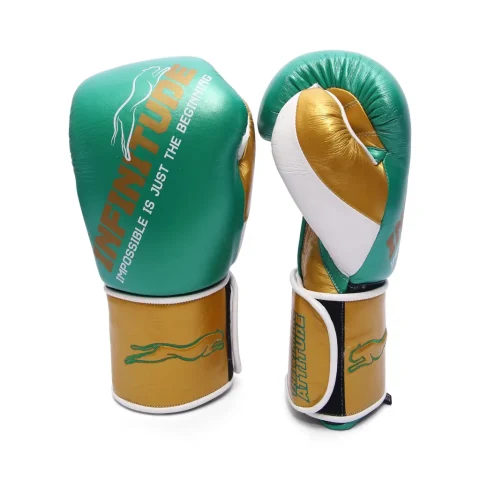 Harrier Pro Boxing Gloves | Green & Gold
