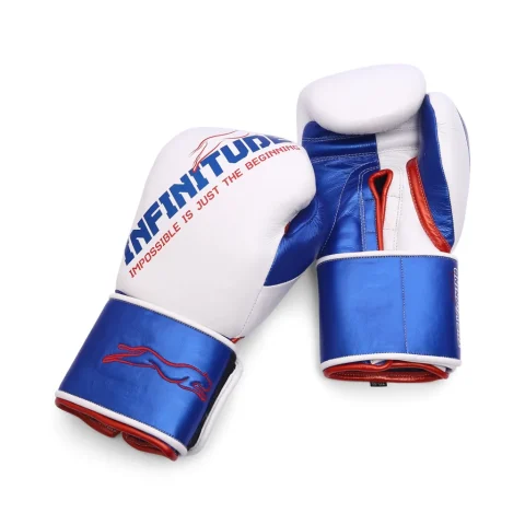 Harrier Pro Boxing Gloves | White & Blue
