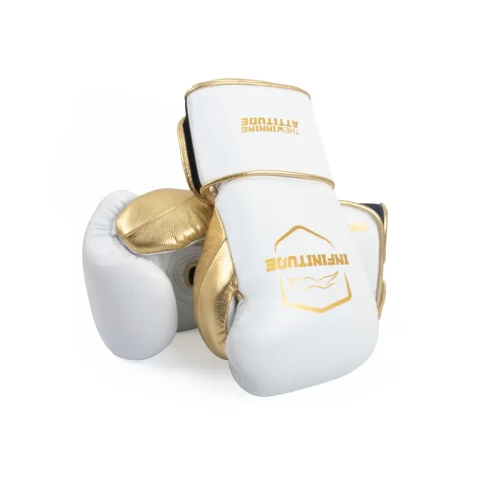Harrier Pro - Hook & Loop Boxing Gloves | White & Gold