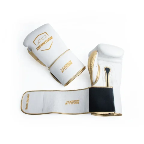 Harrier Pro - Hook & Loop Boxing Gloves | White & Gold