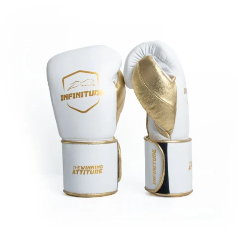Harrier Pro - Hook & Loop Boxing Gloves | White & Gold