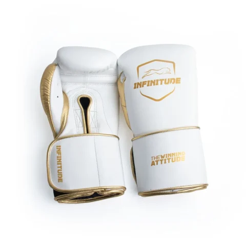 Harrier Pro - Hook & Loop Boxing Gloves | White & Gold
