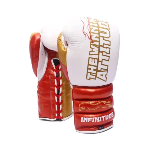 Raptor Xtreme Boxing Gloves | White, Red & Gold