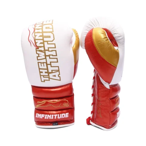 Raptor Xtreme Boxing Gloves | White, Red & Gold