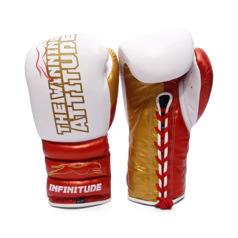 Raptor Xtreme Boxing Gloves | White, Red & Gold