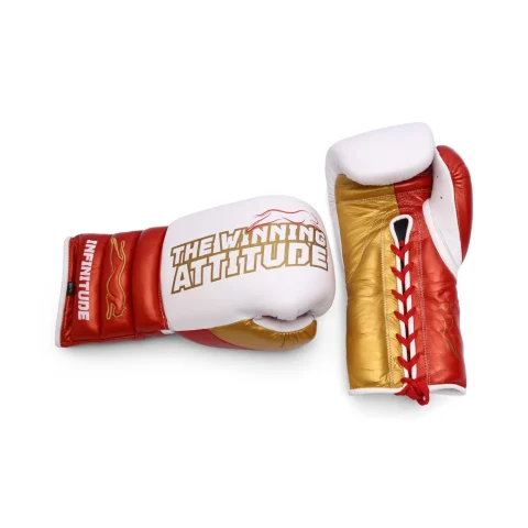 Raptor Xtreme Boxing Gloves | White, Red & Gold