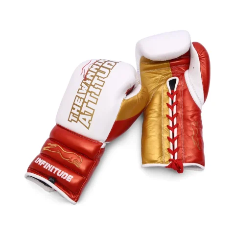 Raptor Xtreme Boxing Gloves | White, Red & Gold