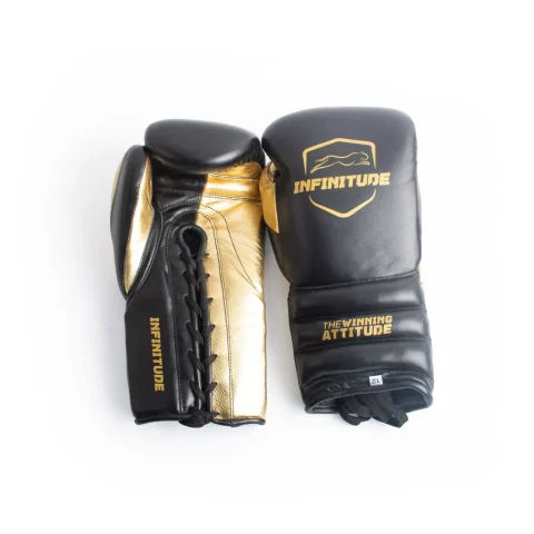 Raptor Xtreme - Laceup Boxing Gloves | Black & Gold