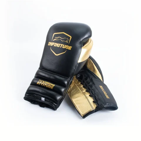 Raptor Xtreme - Laceup Boxing Gloves | Black & Gold