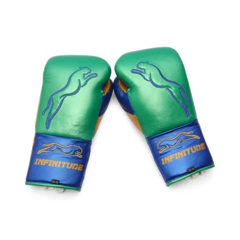 Stealth X2 Boxing Gloves | Green, Blue & Gold