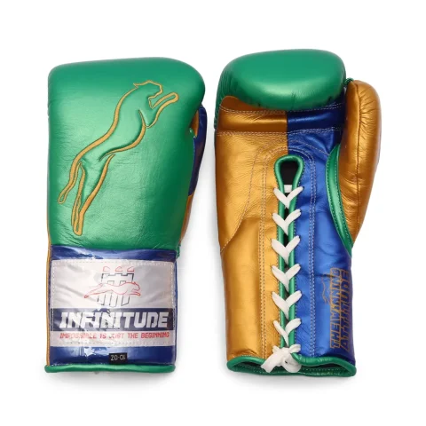 Stealth X2 Boxing Gloves | Gold, Green & Blue