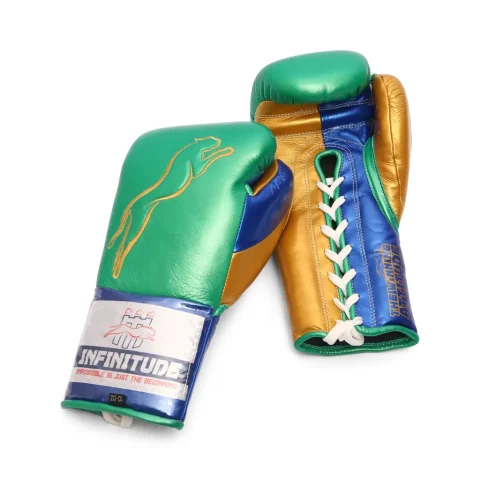 Stealth X2 Boxing Gloves | Gold, Green & Blue