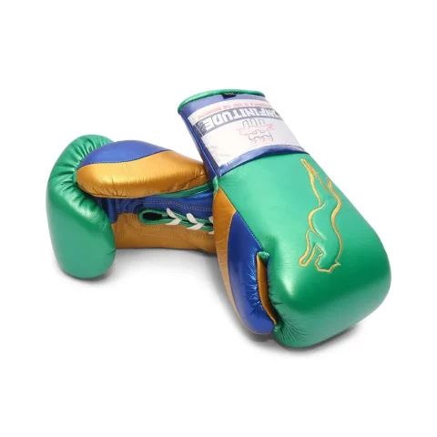 Stealth X2 Boxing Gloves | Gold, Green & Blue