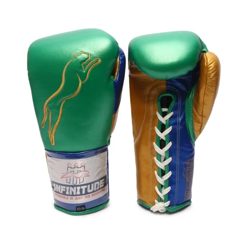 Stealth X2 Boxing Gloves | Gold, Green & Blue