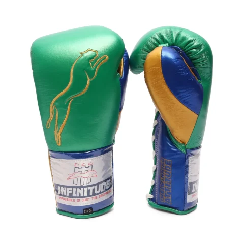 Stealth X2 Boxing Gloves | Gold, Green & Blue