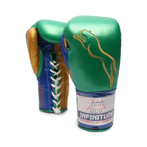 Stealth X2 Boxing Gloves | Gold, Green & Blue