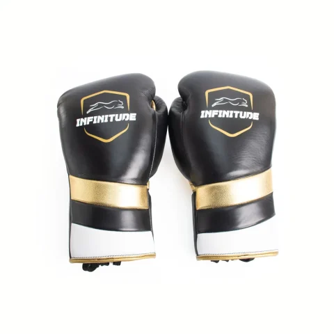 Velocity Pro Sparring Gloves | Black & Gold Lace-up