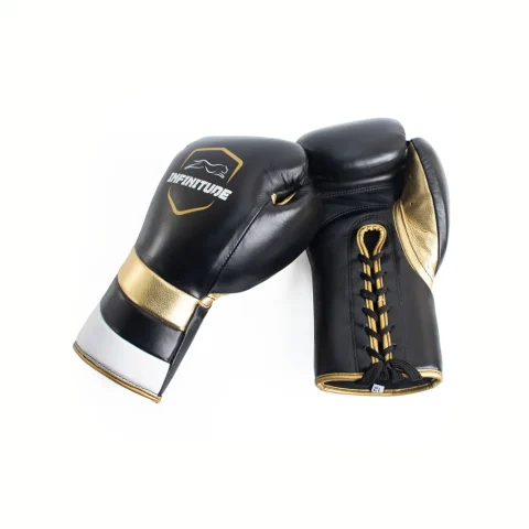 Velocity Pro Sparring Gloves | Black & Gold Lace-up