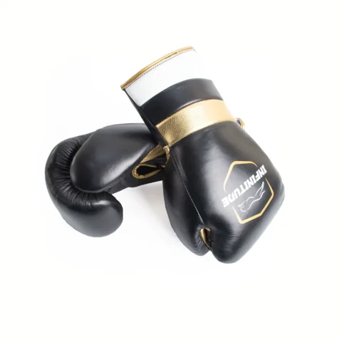 Velocity Pro Sparring Gloves | Black & Gold Lace-up
