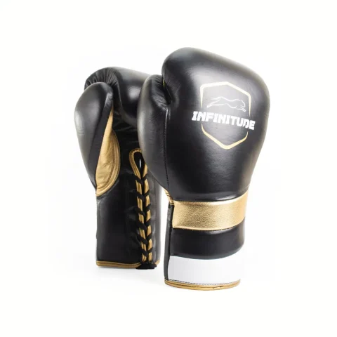 Velocity Pro Sparring Gloves | Black & Gold Lace-up