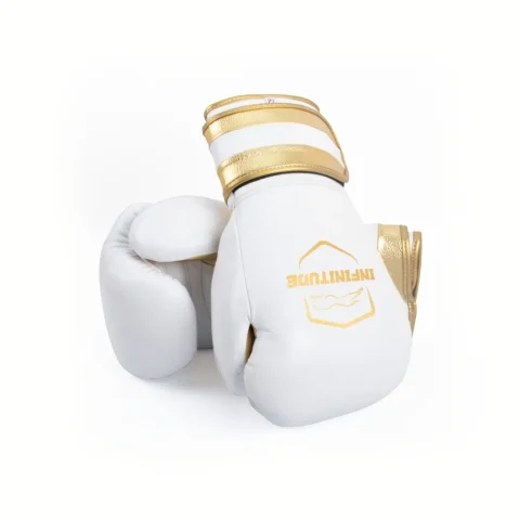 Velocity Pro Sparring Gloves | White & Gold Hook & Loop
