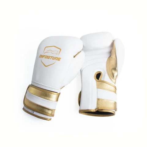 Velocity Pro Sparring Gloves | White & Gold Hook & Loop
