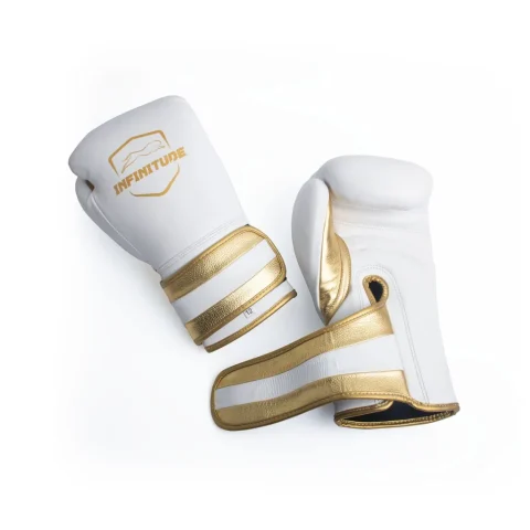 Velocity Pro Sparring Gloves | White & Gold Hook & Loop
