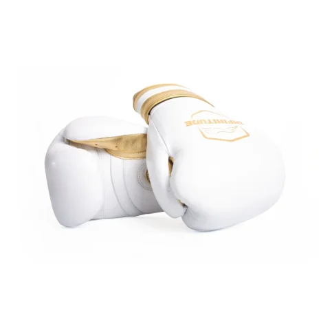 Velocity Pro Sparring Gloves | White & Gold Hook & Loop