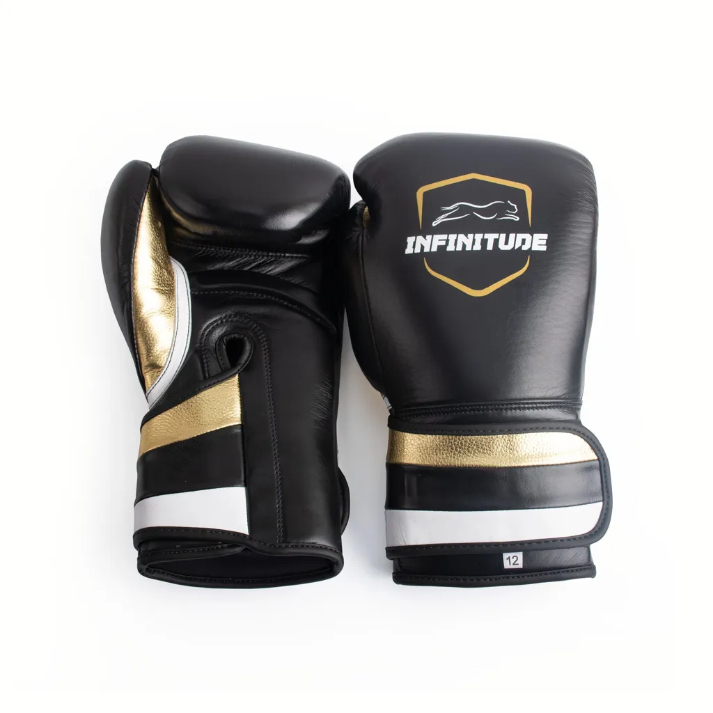 Velocity Pro Sparring Gloves  Black & Gold Hook & Loop